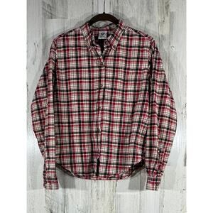 Ellemenno Womens Flannel Shirt Size‎ Medium Red Green Plaid Button Up Holiday